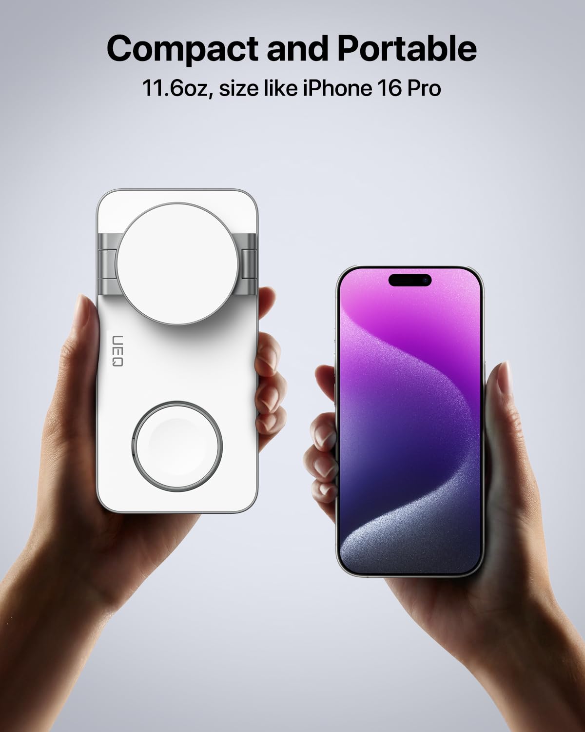 Foldable 3 in 1 Wireless Charging Station for Apple Magsafe Charger Stand,Fast Magnetic Wireless Charger Station for iPhone 17 Air 16 15 14 13 12 Series,Airpods Pro,Apple Watch Ultra (Pure Black)