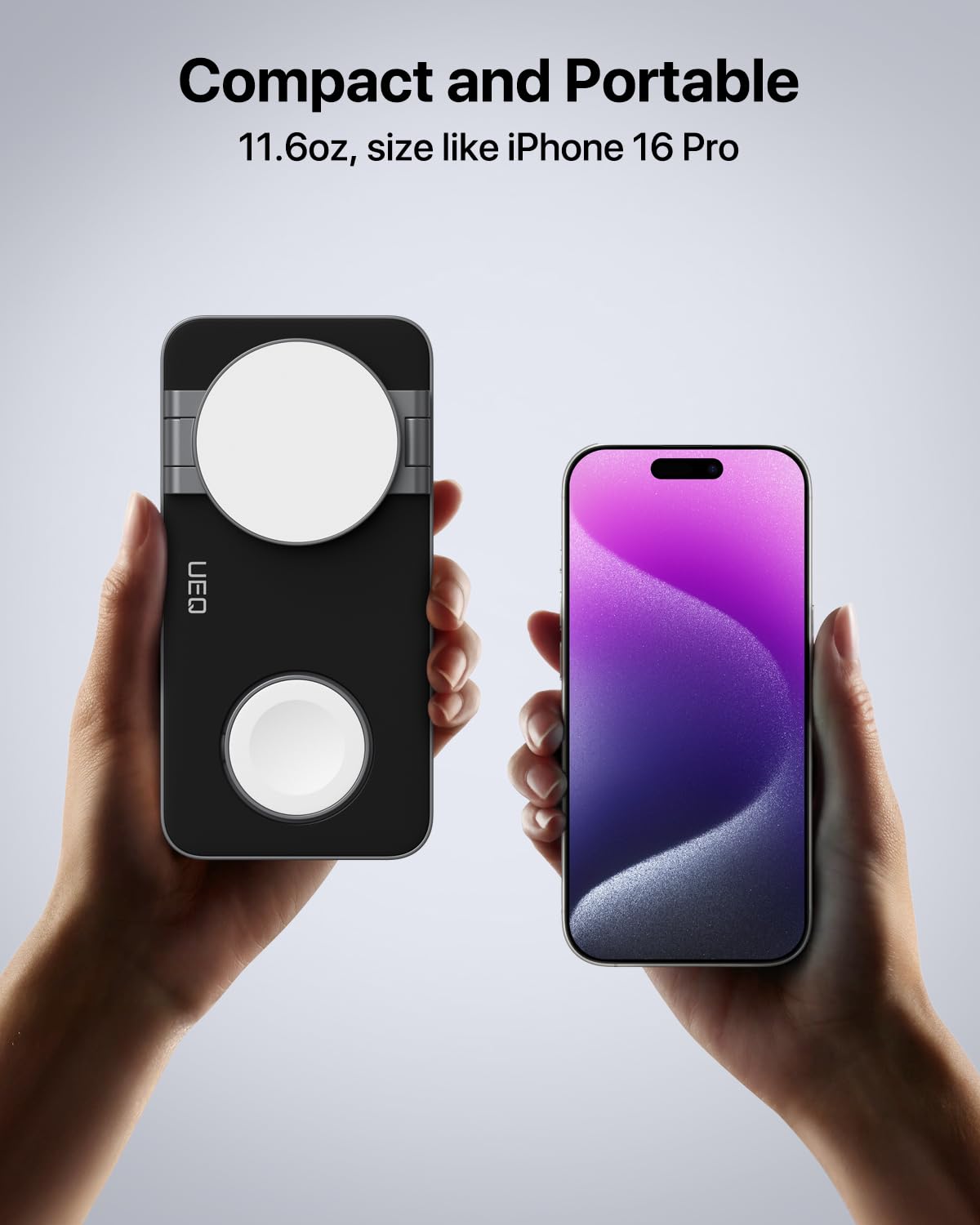 Foldable 3 in 1 Wireless Charging Station for Apple Magsafe Charger Stand,Fast Magnetic Wireless Charger Station for iPhone 17 Air 16 15 14 13 12 Series,Airpods Pro,Apple Watch Ultra (Pure Black)