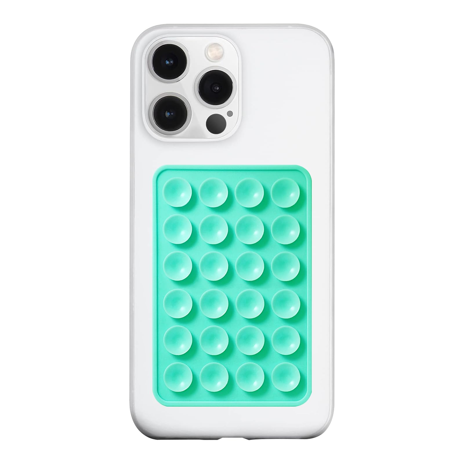 Anteel Silicone Suction Phone Case Mount, Silicon Adhesive Phone Accessory for Smartphones, Hands-Free Mirror Shower Phone Holder for Selfies, Tiktok Videos (White)