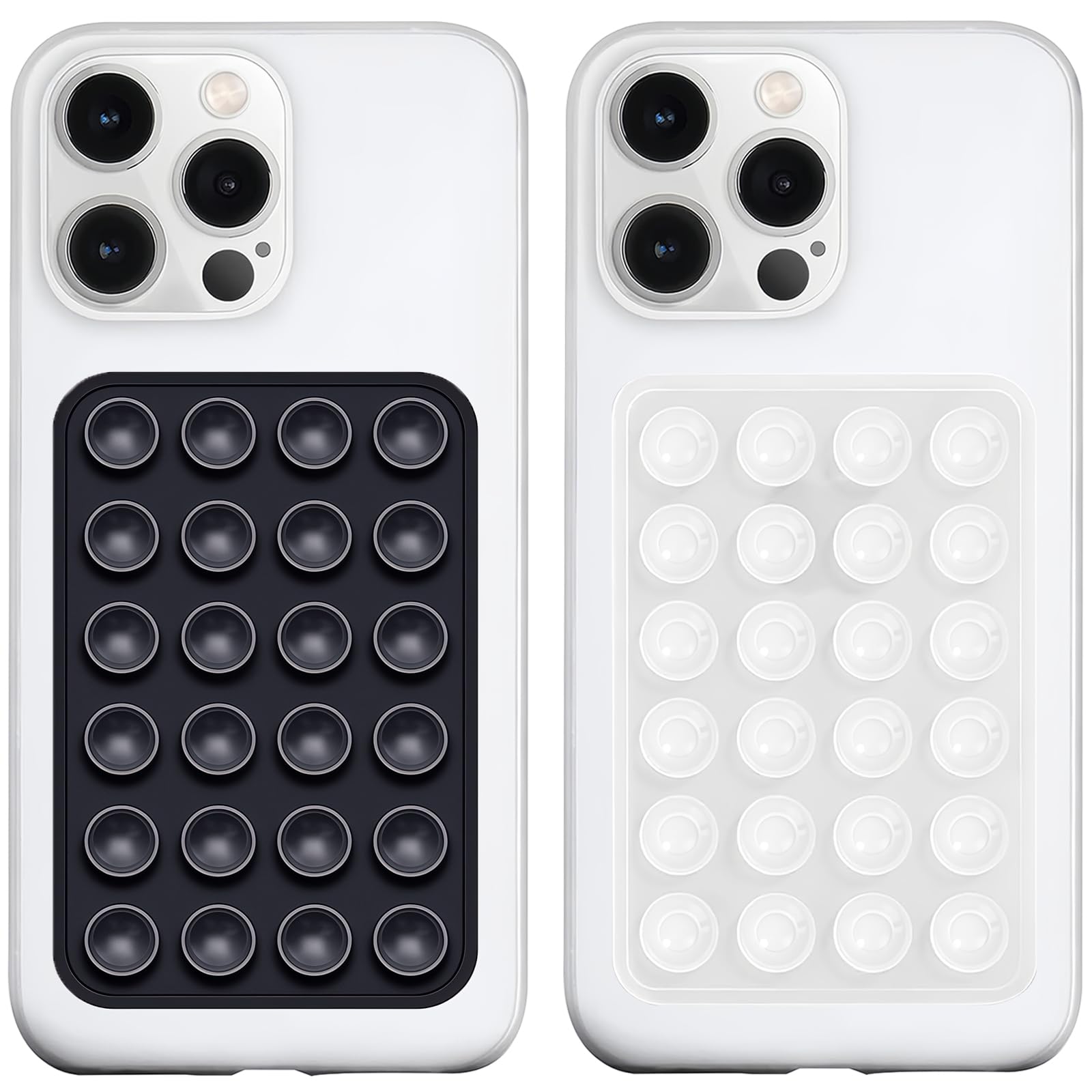 Anteel Silicone Suction Phone Case Mount, Silicon Adhesive Phone Accessory for Smartphones, Hands-Free Mirror Shower Phone Holder for Selfies, Tiktok Videos (White)