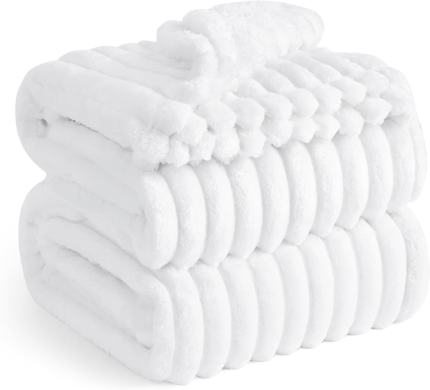 Bedsure GentleSoft White Throw Blanket for Couch - Cozy Fleece Throw Blanket for Women Girls, Valentines Day Gifts for Her Him, Birthday Gifts for Women, Room Home Boho Decor, Off White, 50x60 Inches