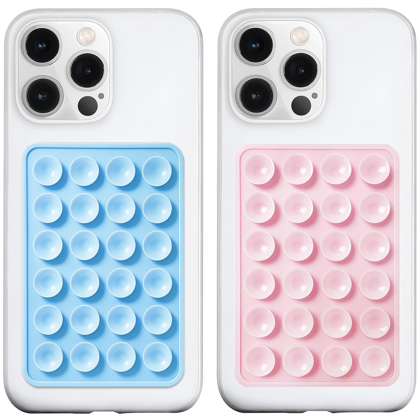 Anteel Silicone Suction Phone Case Mount, Silicon Adhesive Phone Accessory for Smartphones, Hands-Free Mirror Shower Phone Holder for Selfies, Tiktok Videos (White)