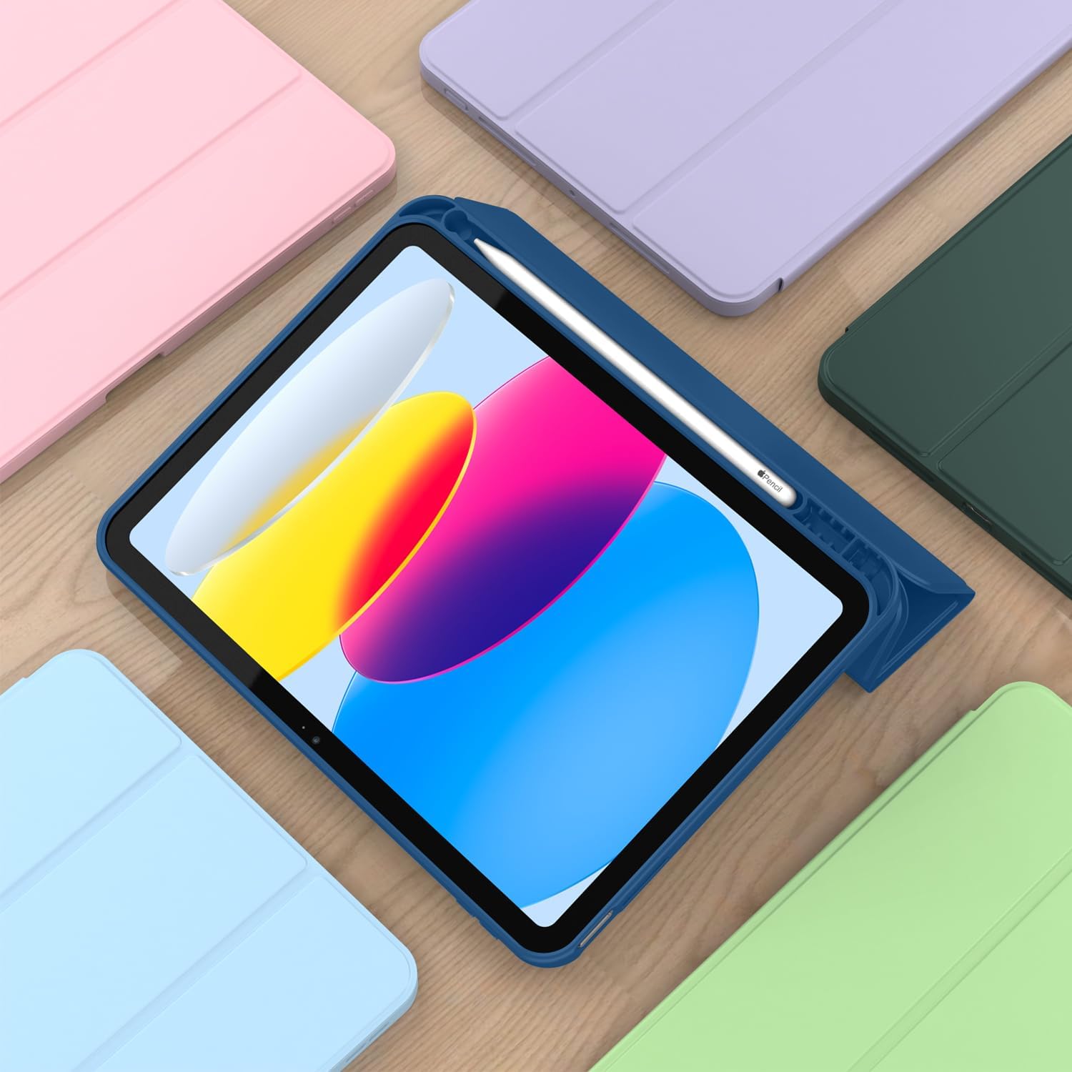 Case for iPad (A16) 11 Inch 2025/iPad 10th Generation 10.9 Inch 2022, Slim Trifold Stand Protective Cover with Pencil Holder and Soft TPU Back,Support Auto Sleep/Wake (Navy Blue)