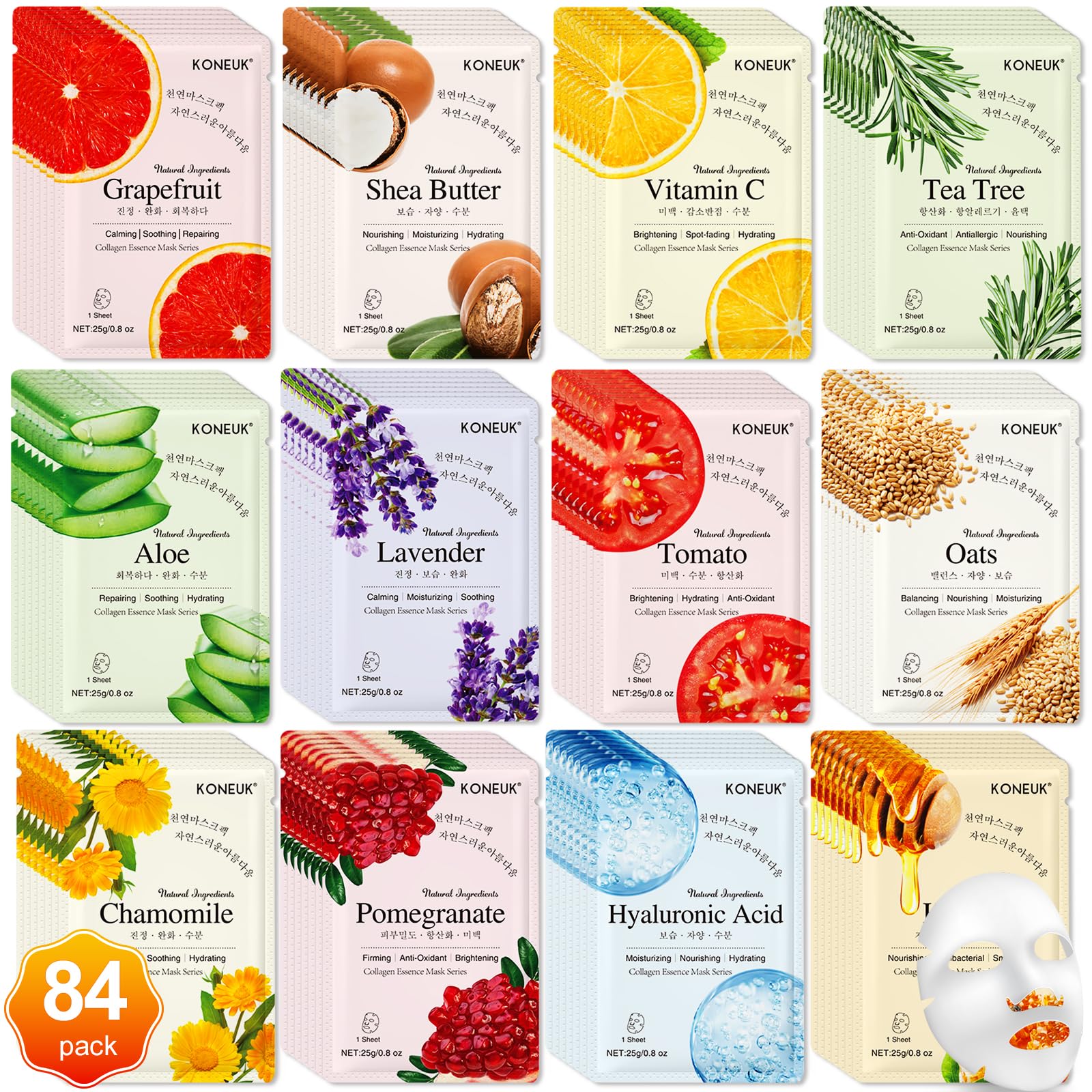 9 Pack Collagen Face Masks Skincare for Women, Hydrating Sheet Face Masks Suitable for All Skin Types, Bulk Facial Masks for Women Skin Care, Face Mask Gifts Set for Spa Party