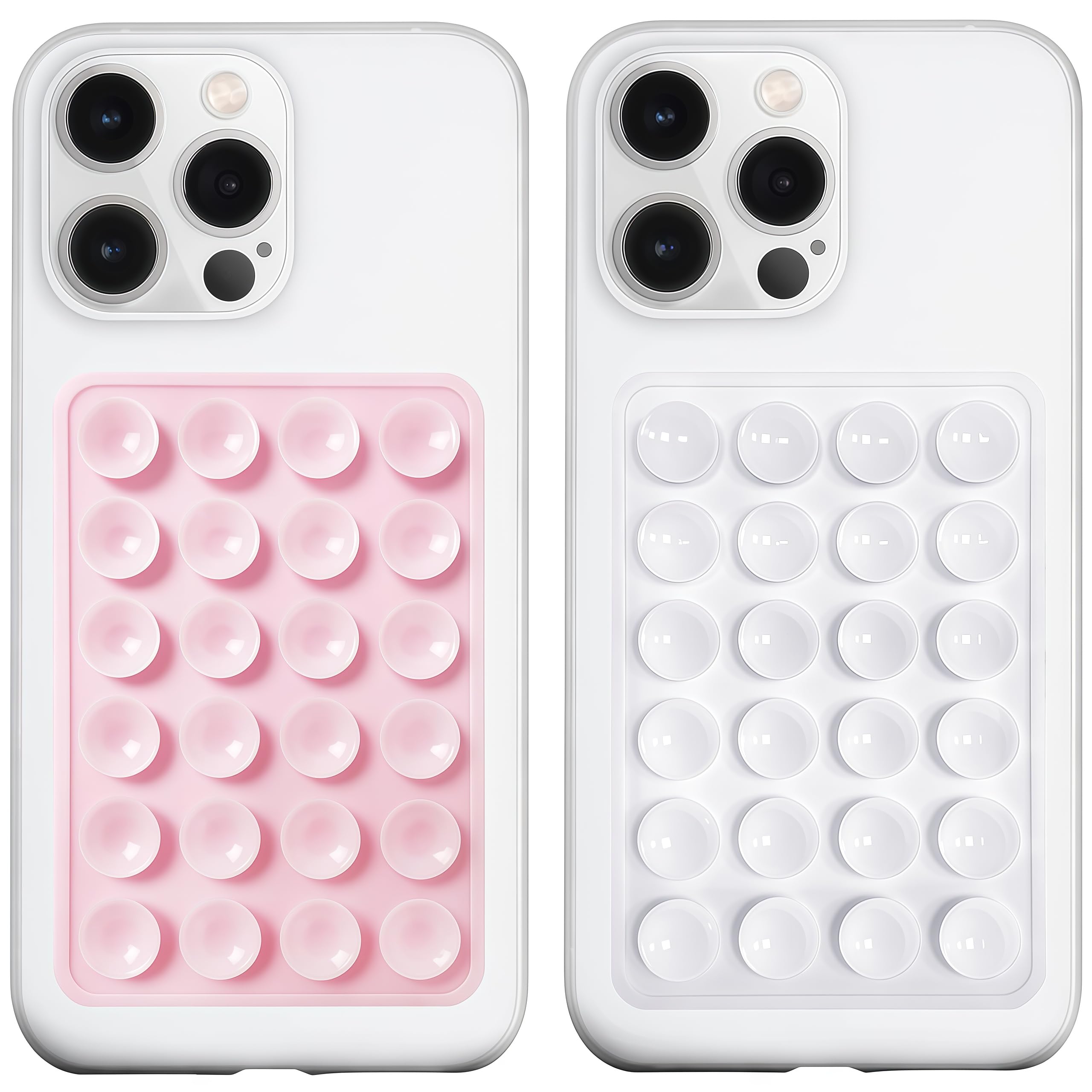 Anteel Silicone Suction Phone Case Mount, Silicon Adhesive Phone Accessory for Smartphones, Hands-Free Mirror Shower Phone Holder for Selfies, Tiktok Videos (White)