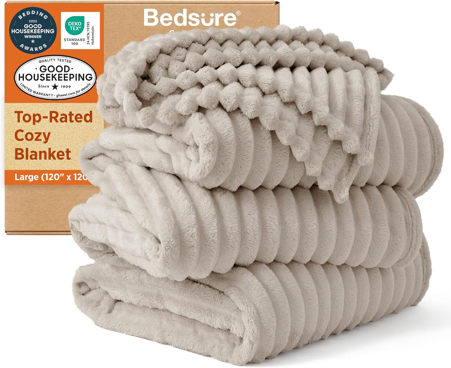 Bedsure GentleSoft White Throw Blanket for Couch - Cozy Fleece Throw Blanket for Women Girls, Valentines Day Gifts for Her Him, Birthday Gifts for Women, Room Home Boho Decor, Off White, 50x60 Inches