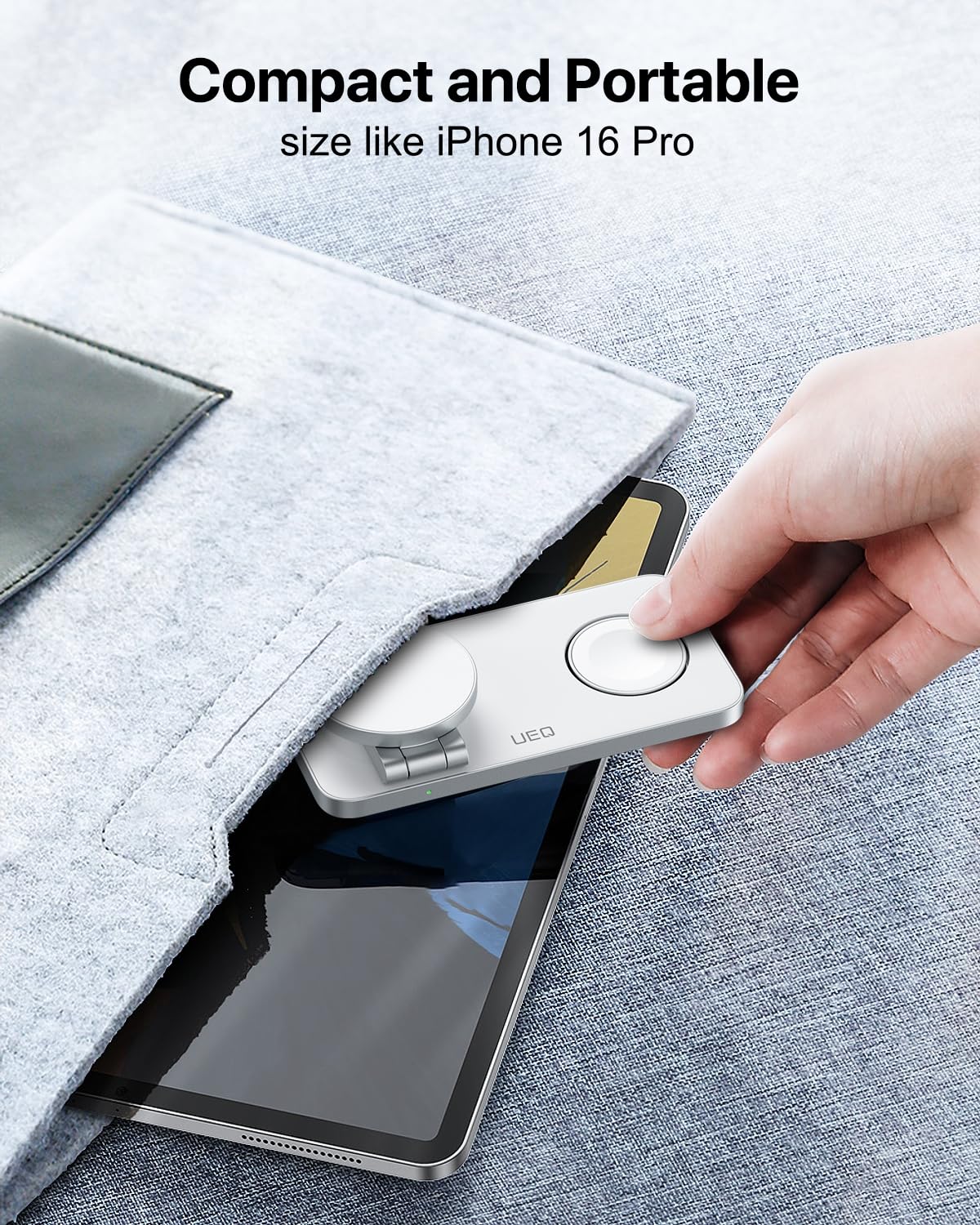 Foldable 3 in 1 Wireless Charging Station for Apple Magsafe Charger Stand,Fast Magnetic Wireless Charger Station for iPhone 17 Air 16 15 14 13 12 Series,Airpods Pro,Apple Watch Ultra (Pure Black)