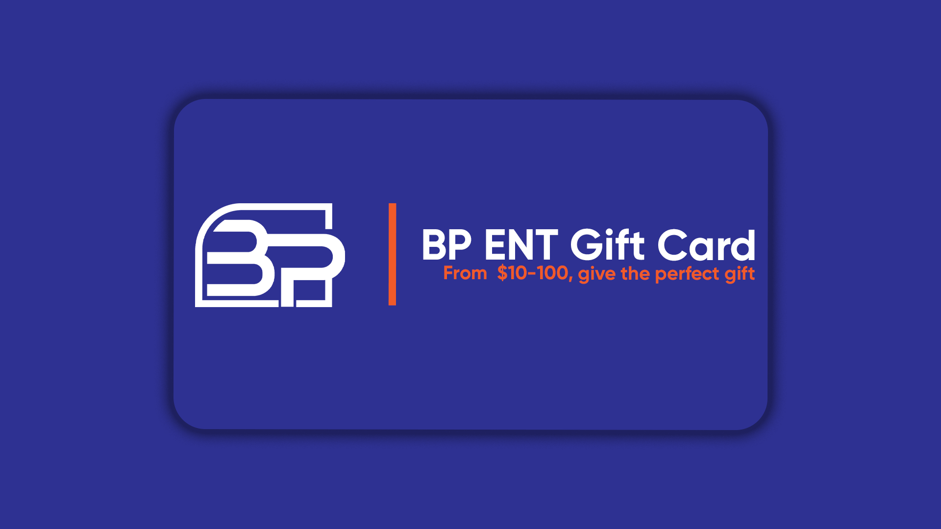 BP ENT Gift Card design on a blue background